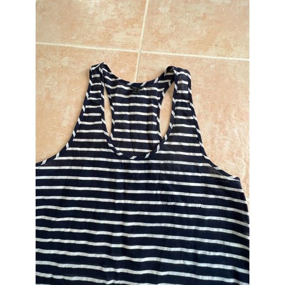 J. Crew Worn twice Navy-White Striped Tank Racerback Mini Dress Cotton Size M - Picture 7 of 9